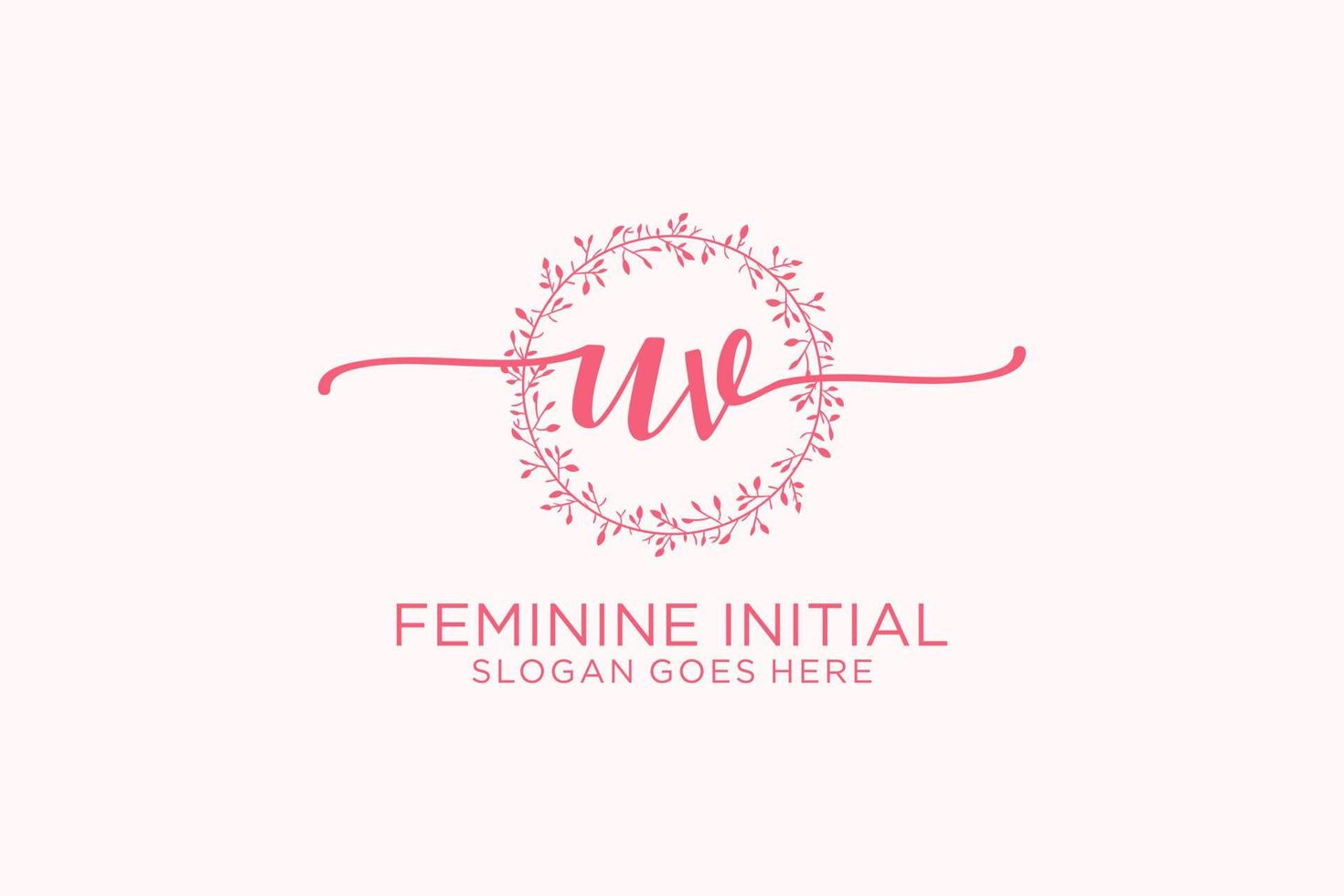Initial UV beauty monogram and elegant logo design handwriting logo of initial signature, wedding, fashion, floral and botanical with creative template. vector