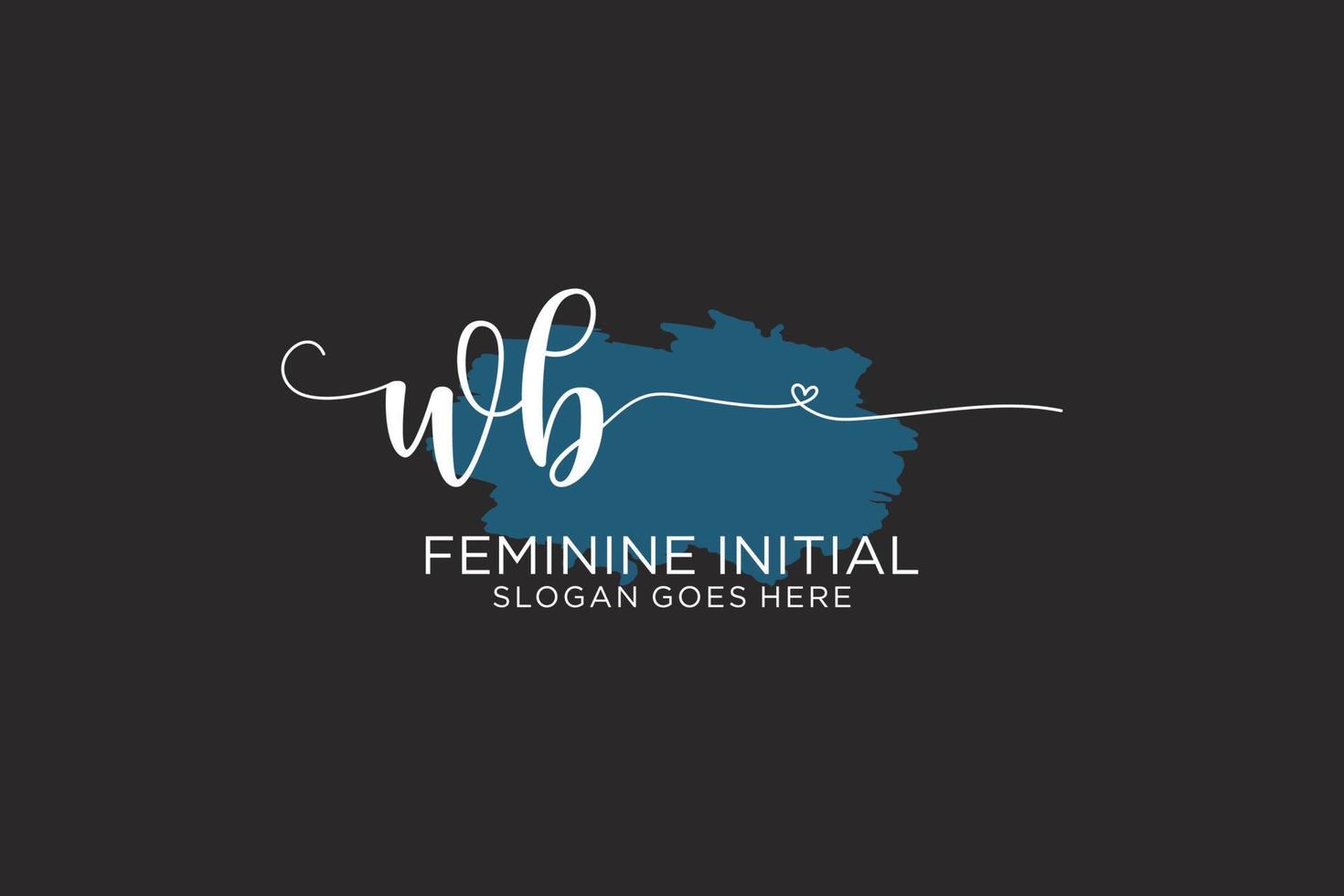 Initial WB beauty monogram and elegant logo design handwriting logo of initial signature, wedding, fashion, floral and botanical with creative template. vector