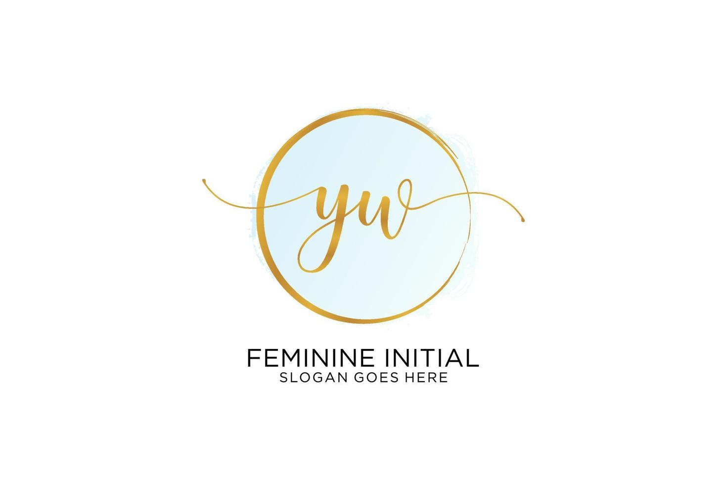 Initial YW handwriting logo with circle template vector signature, wedding, fashion, floral and botanical with creative template.