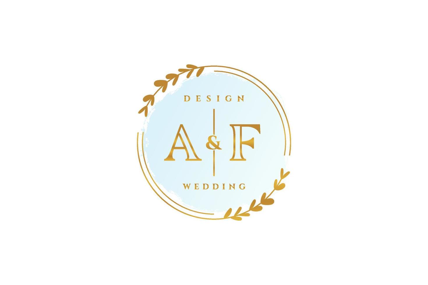 Initial AF beauty monogram and elegant logo design handwriting logo of initial signature, wedding, fashion, floral and botanical with creative template. vector