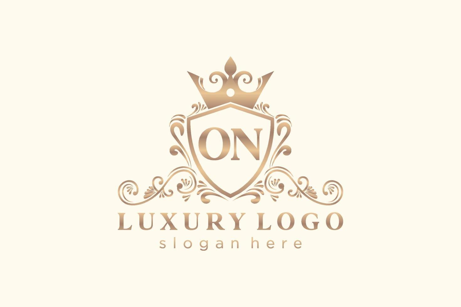 Initial ON Letter Royal Luxury Logo template in vector art for Restaurant, Royalty, Boutique, Cafe, Hotel, Heraldic, Jewelry, Fashion and other vector illustration.