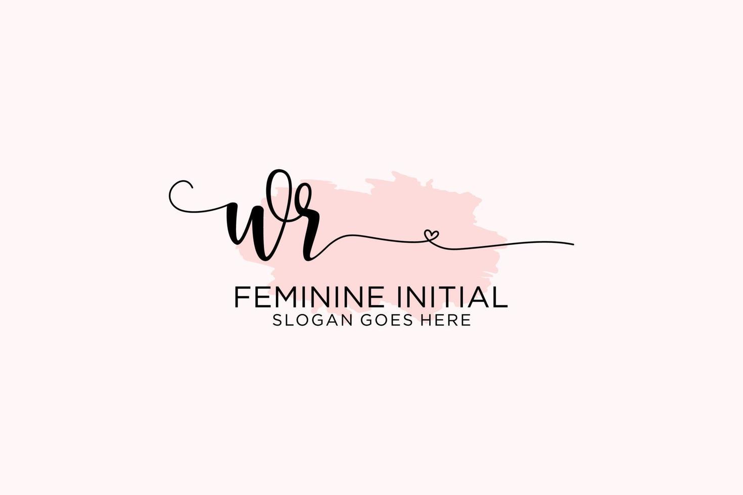 Initial WR beauty monogram and elegant logo design handwriting logo of initial signature, wedding, fashion, floral and botanical with creative template. vector