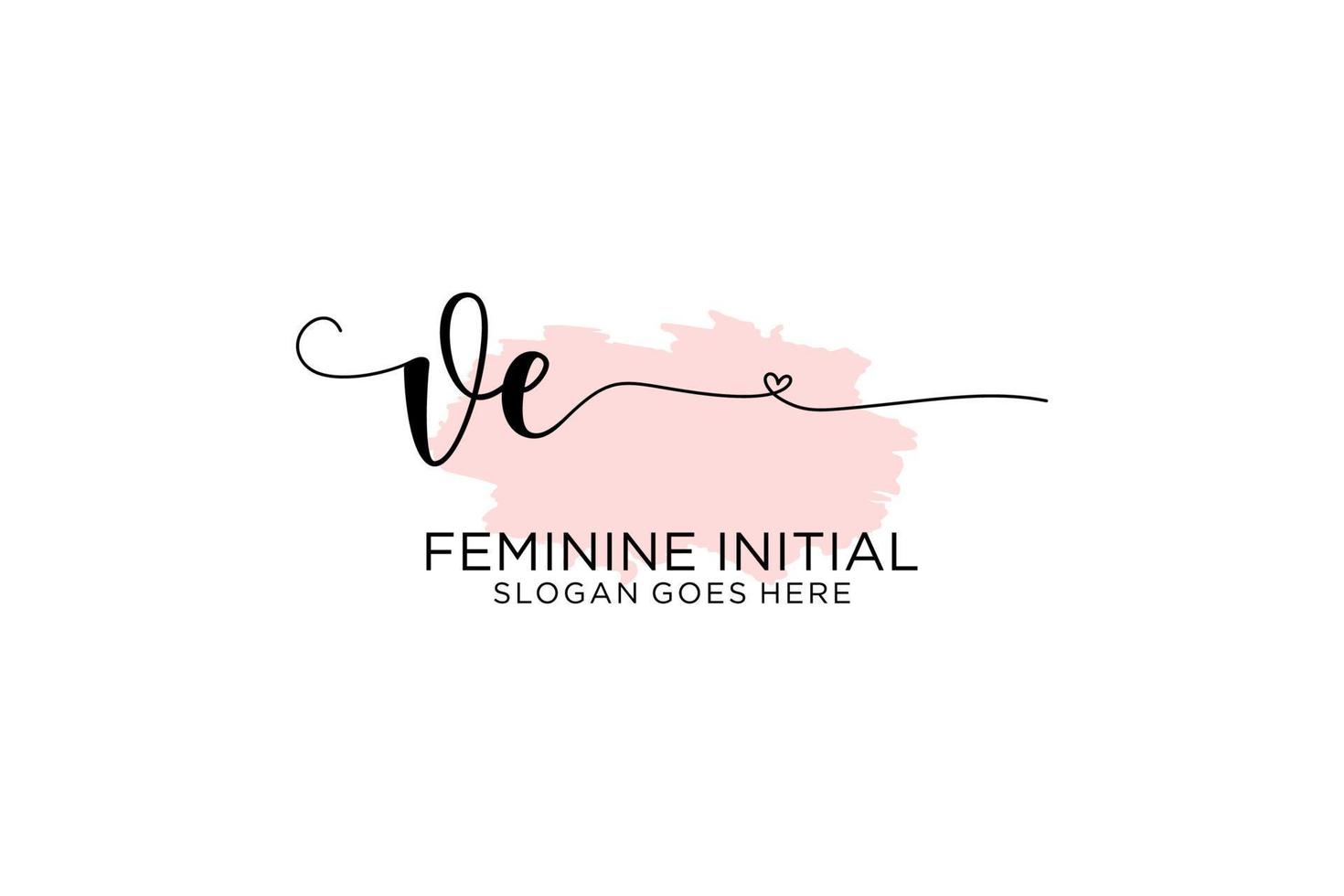 Initial VE beauty monogram and elegant logo design handwriting logo of initial signature, wedding, fashion, floral and botanical with creative template. vector