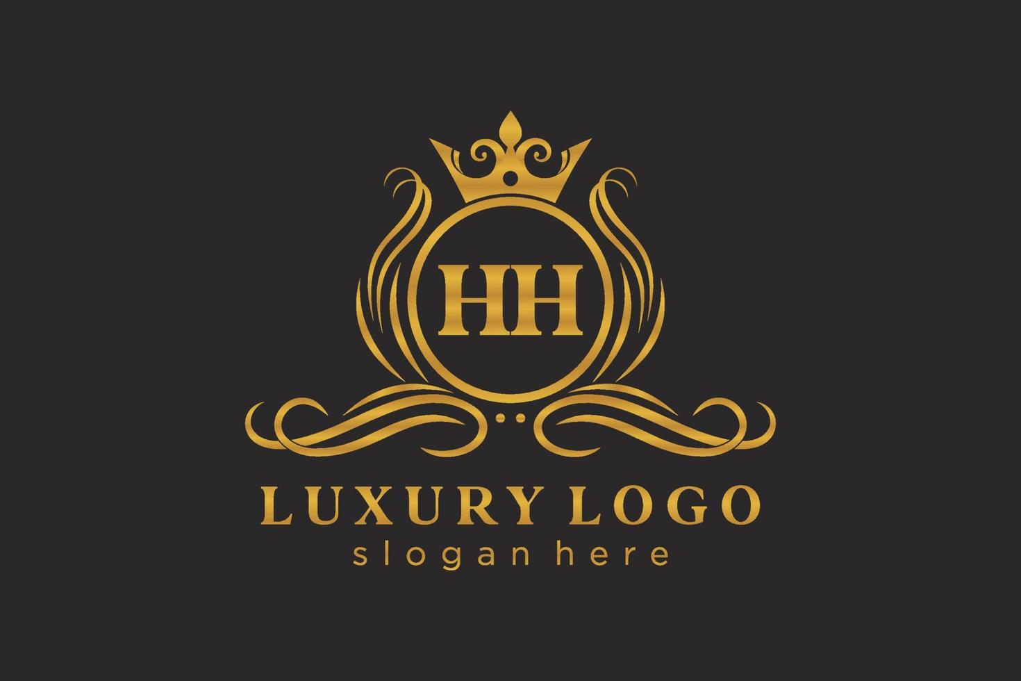 Initial HH Letter Royal Luxury Logo template in vector art for Restaurant, Royalty, Boutique, Cafe, Hotel, Heraldic, Jewelry, Fashion and other vector illustration.