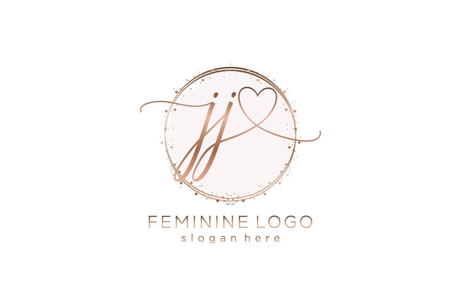 Initial JJ handwriting logo with circle template vector logo of initial wedding, fashion, floral and botanical with creative template.
