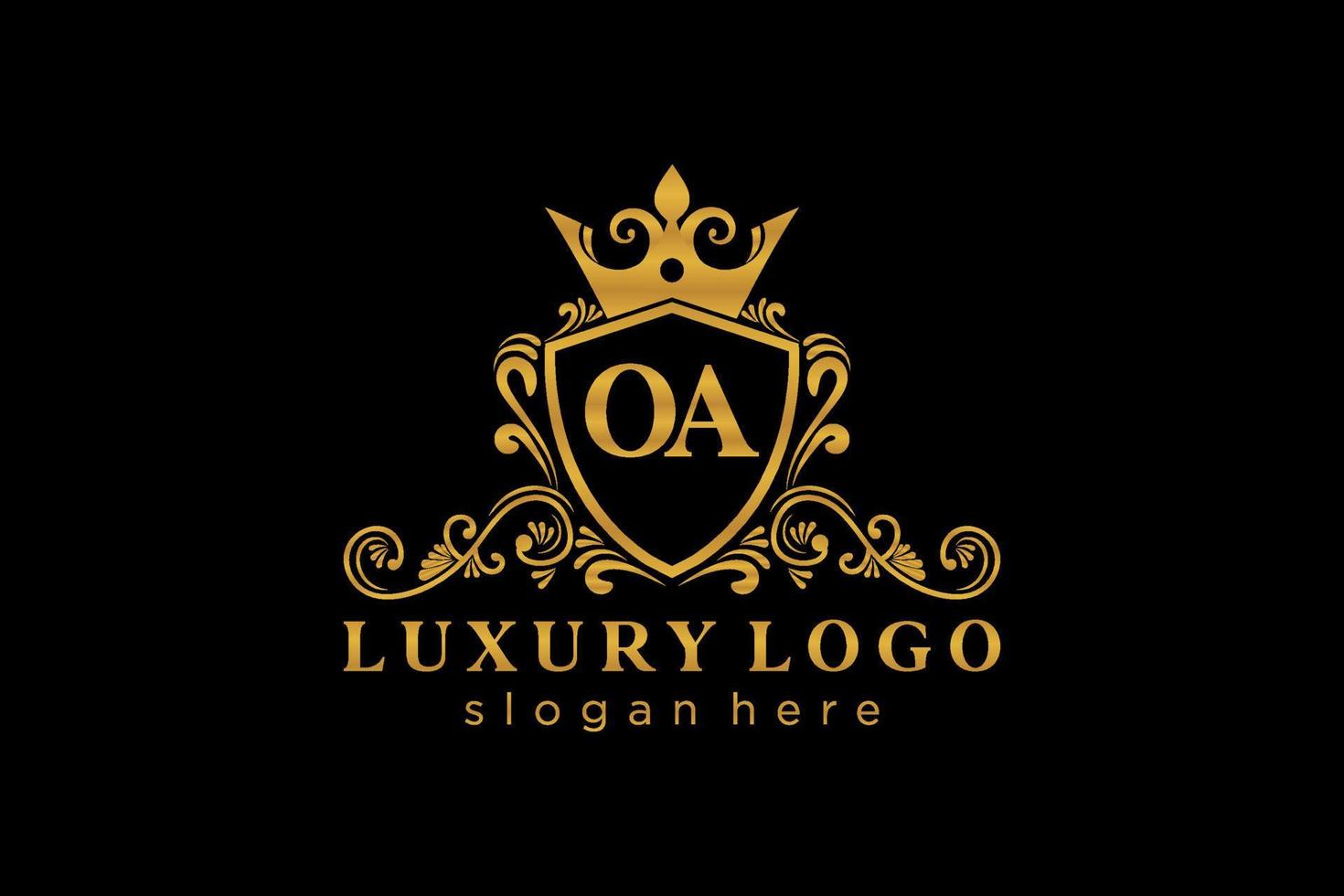 plantilla de logotipo de lujo real de letra oa inicial en arte vectorial para restaurante, realeza, boutique, cafetería, hotel, heráldica, joyería, moda y otras ilustraciones vectoriales. vector