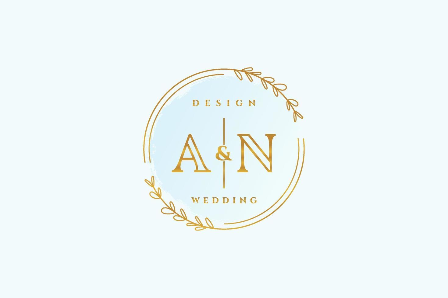 Inicial un monograma de belleza y elegante diseño de logotipo Logotipo de escritura a mano de firma inicial, boda, moda, floral y botánica con plantilla creativa. vector