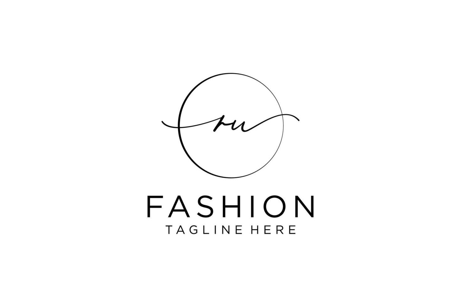 initial RU Feminine logo beauty monogram and elegant logo design, handwriting logo of initial signature, wedding, fashion, floral and botanical with creative template. vector