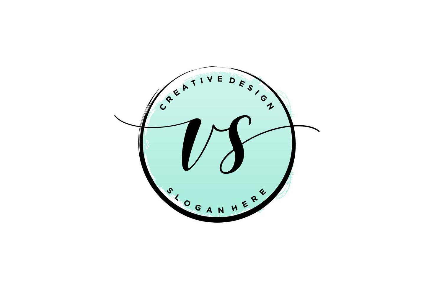 Initial VS handwriting logo with circle template vector signature, wedding, fashion, floral and botanical with creative template.