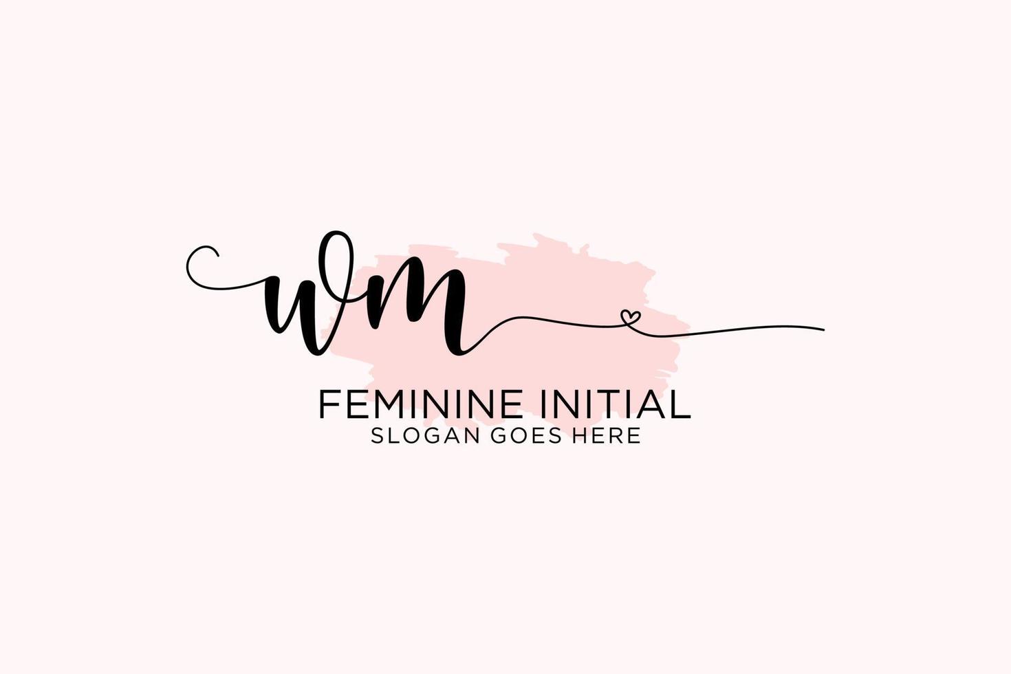 Initial WM beauty monogram and elegant logo design handwriting logo of initial signature, wedding, fashion, floral and botanical with creative template. vector