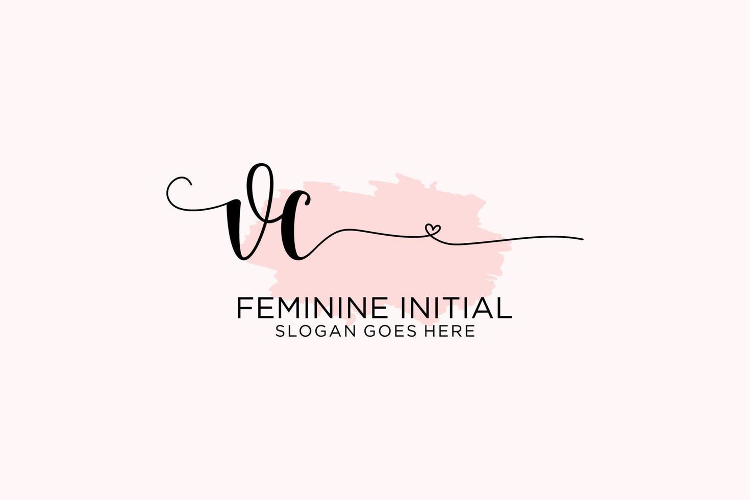 Initial VC beauty monogram and elegant logo design handwriting logo of initial signature, wedding, fashion, floral and botanical with creative template. vector