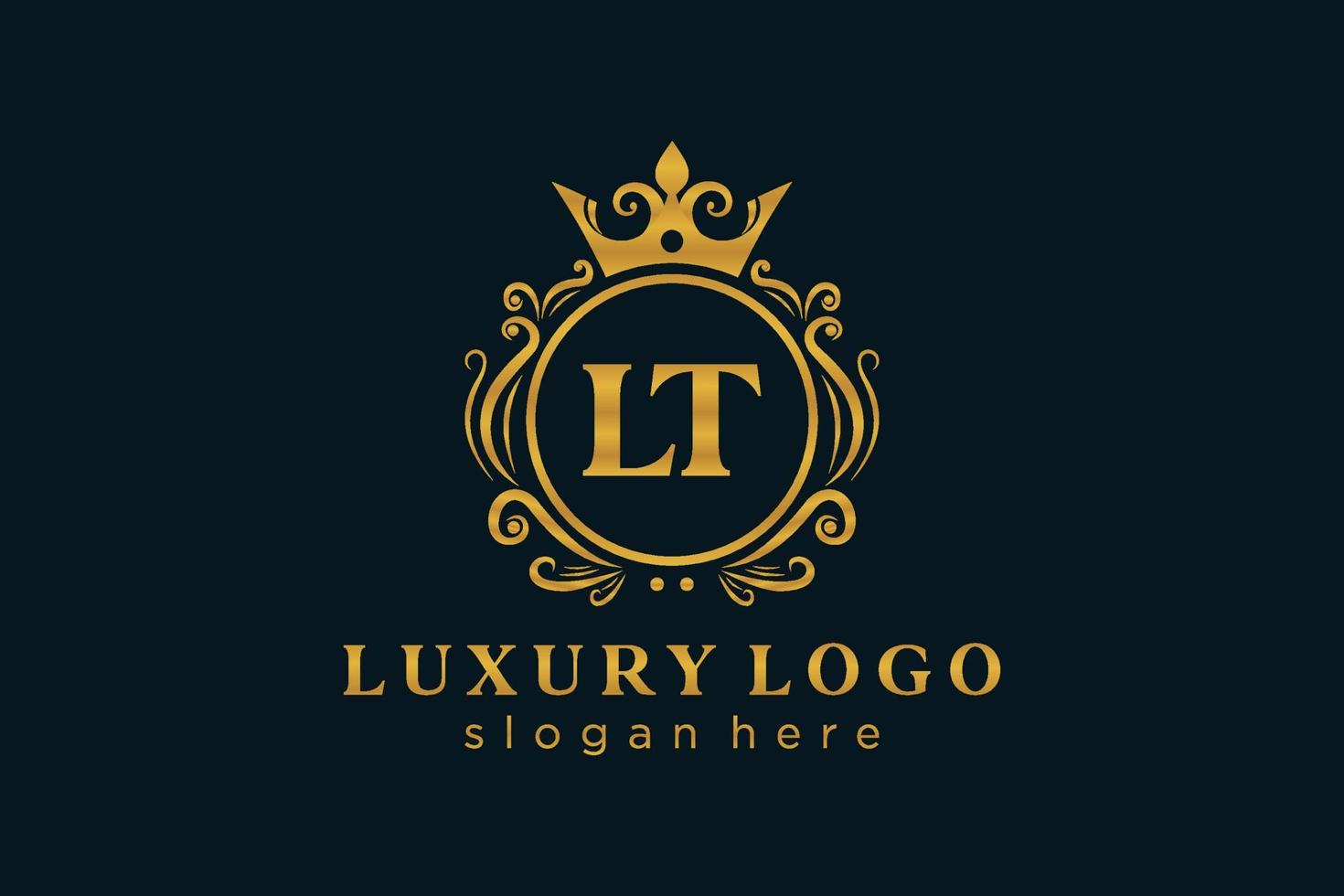 Initial LT Letter Royal Luxury Logo template in vector art for Restaurant, Royalty, Boutique, Cafe, Hotel, Heraldic, Jewelry, Fashion and other vector illustration.