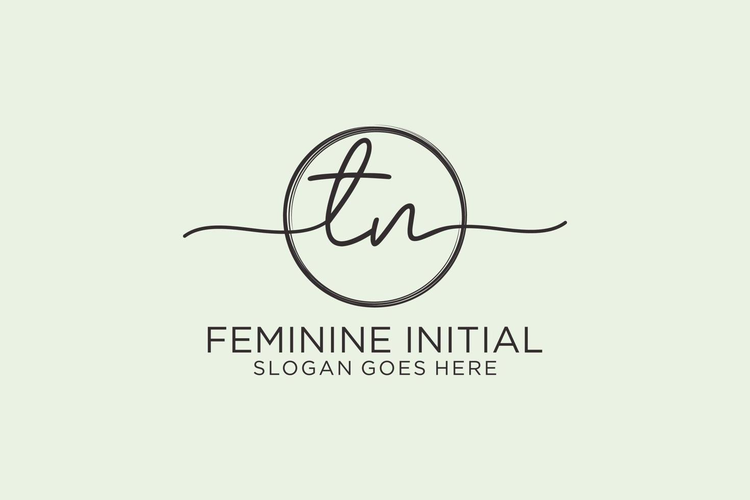 Initial TN handwriting logo with circle template vector logo of initial signature, wedding, fashion, floral and botanical with creative template.