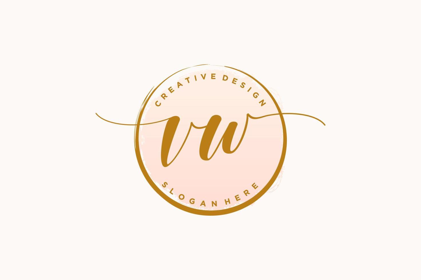 Initial VW handwriting logo with circle template vector signature, wedding, fashion, floral and botanical with creative template.