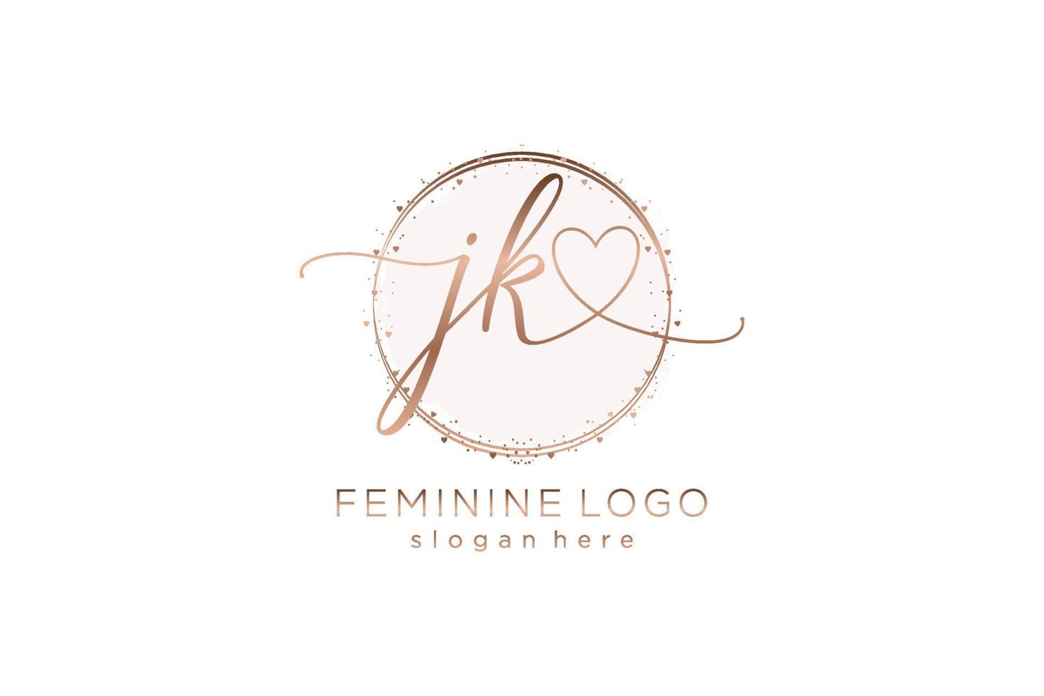 Initial JK handwriting logo with circle template vector logo of initial wedding, fashion, floral and botanical with creative template.