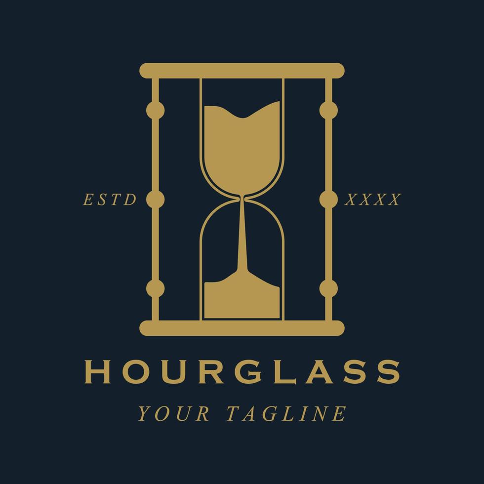 vintage hourglass logo vector with slogan template