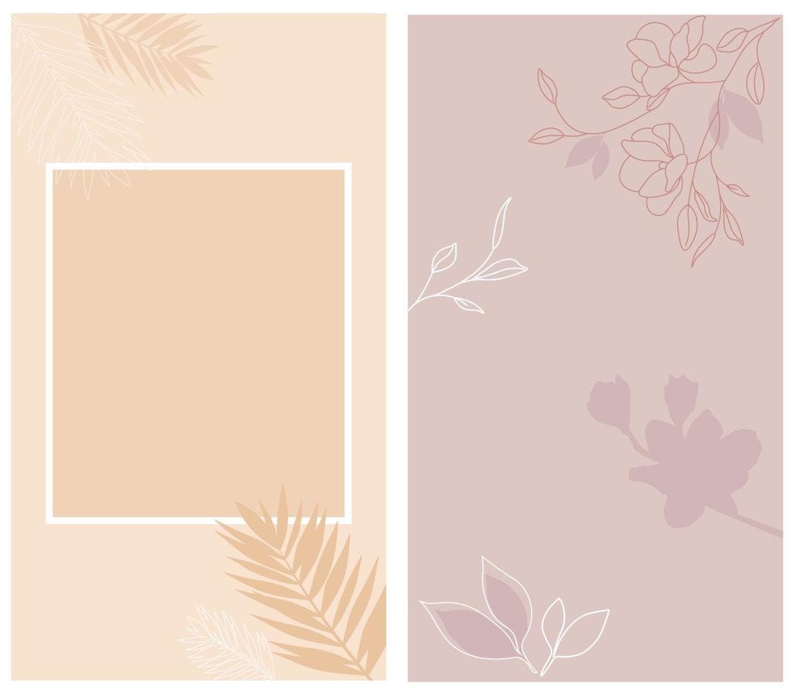 un conjunto de bellas plantillas de mensajes en suaves colores beige y rosa. adecuado para publicaciones en redes sociales y publicidad en línea vector