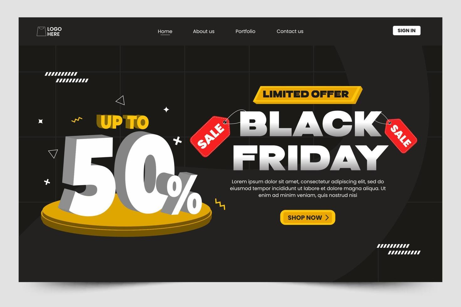 Black Friday Sale landing page Design Template vector