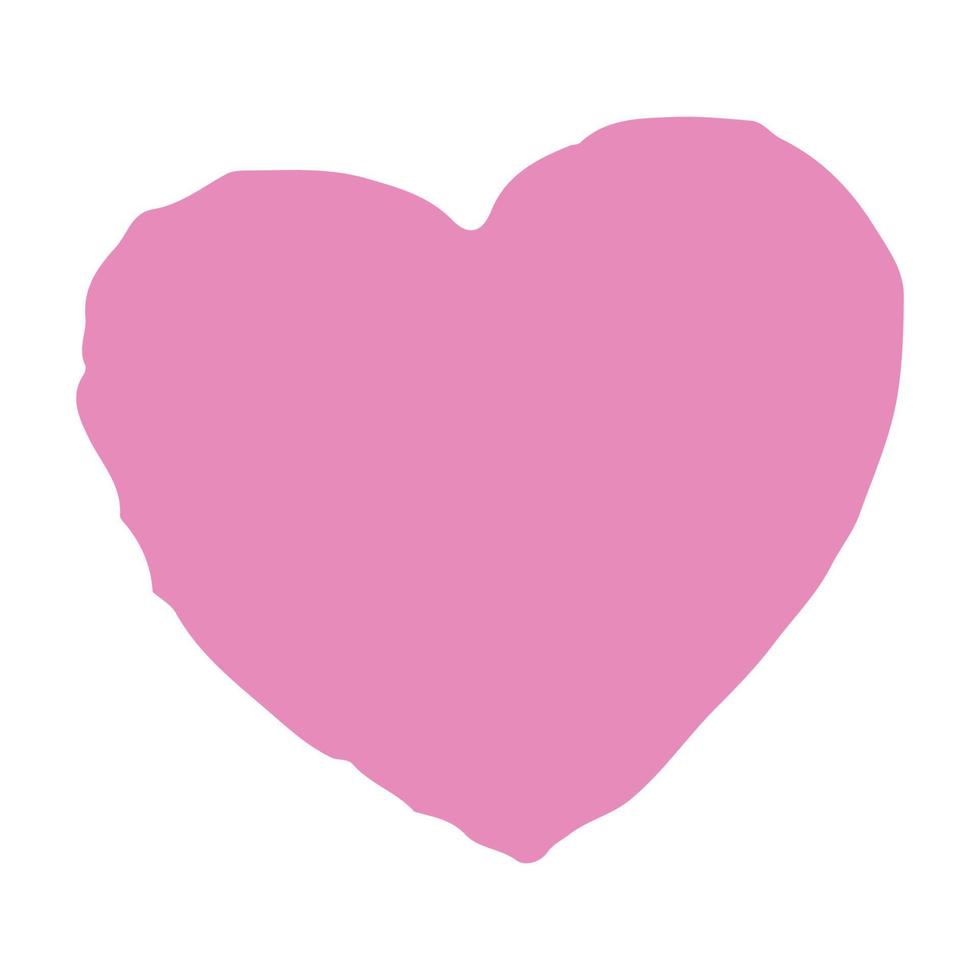 corazón rosa no perfectamente dibujado con un pincel, aislado en blanco, vector plano, corazón con bordes irregulares