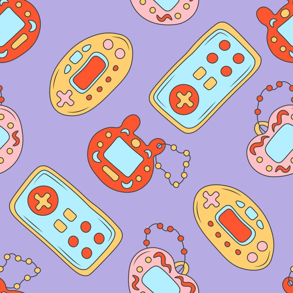 Retro game devices seamless pattern vector