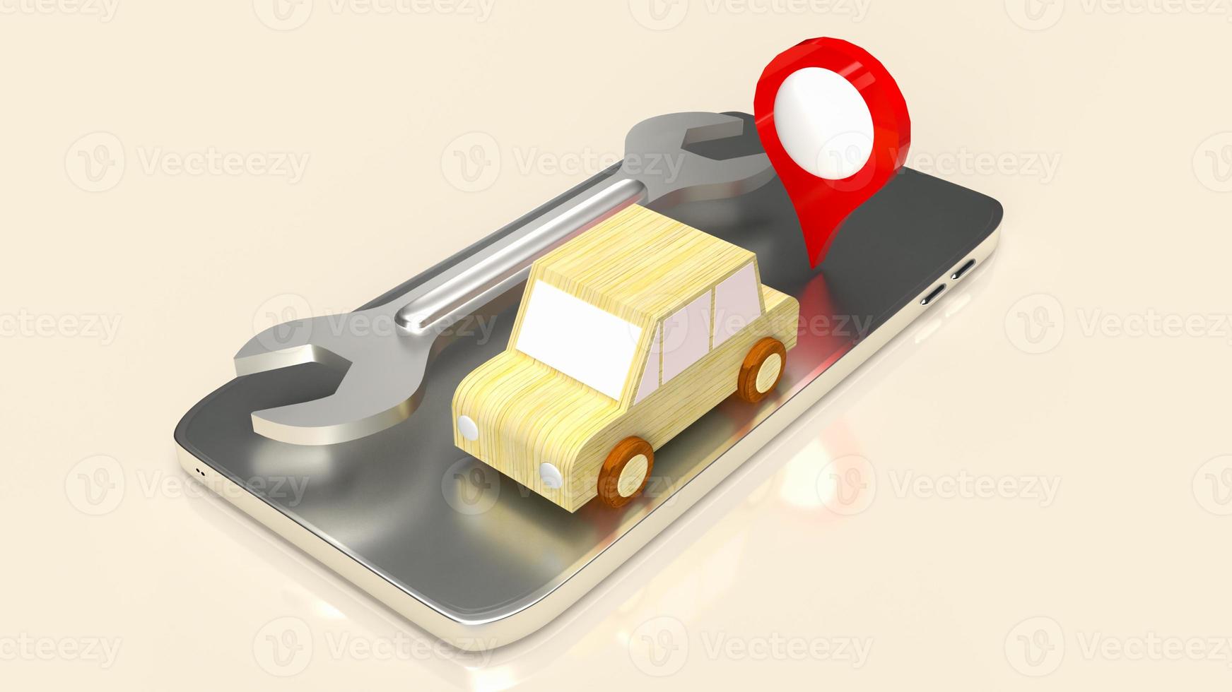 The car and tool on mobile for services  application  3d rendering photo
