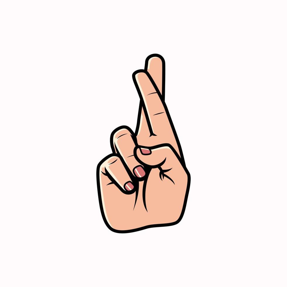 Crossed Finger sign, Hand Sign Isolated on a white background vector