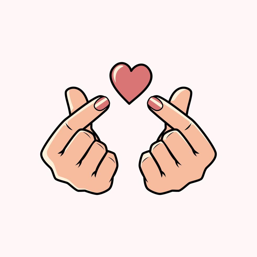 Ilustración de doble dedo corazón mano signo coreano - ilustración vectorial vector