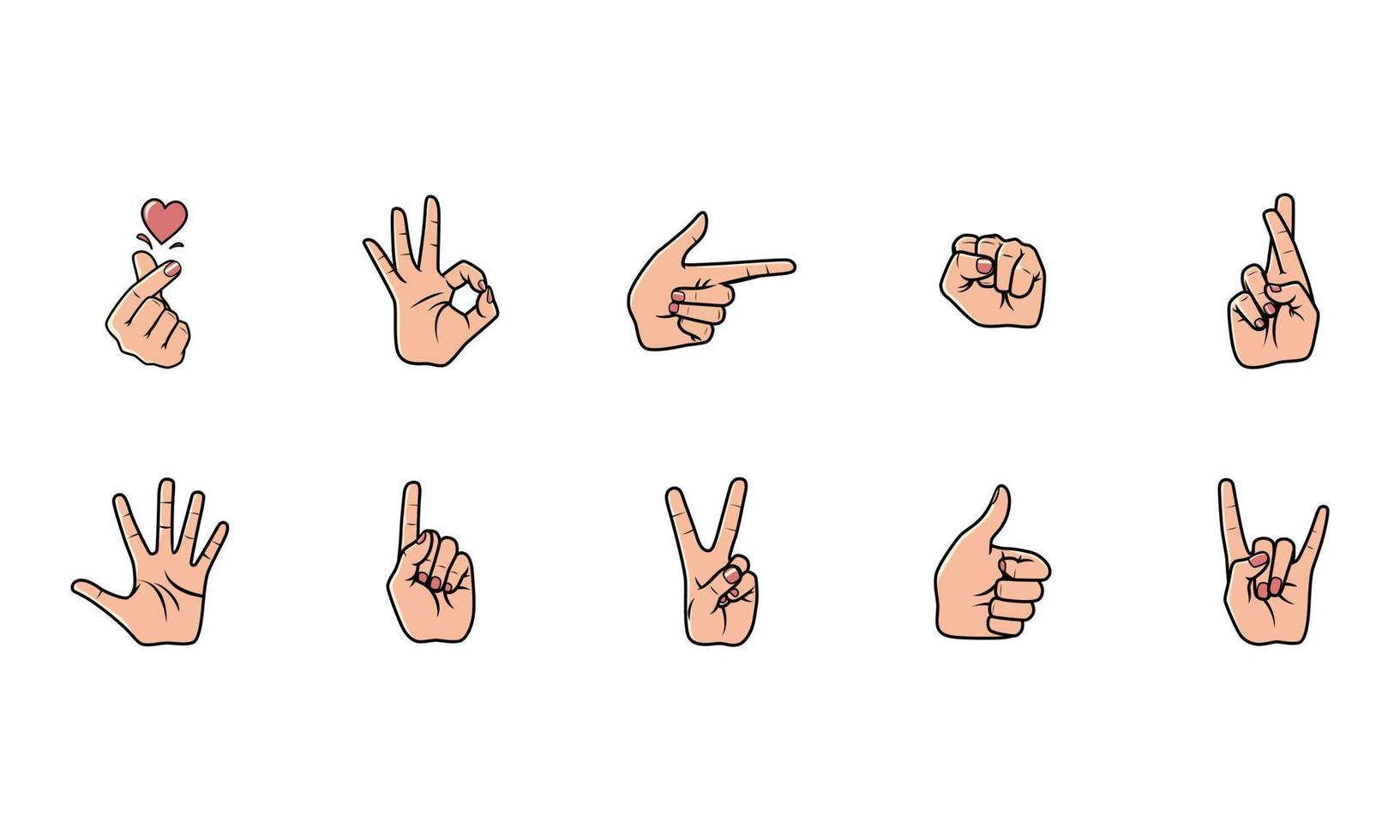 Illustration Of Hand Sign Set List Isolated on a white background vector