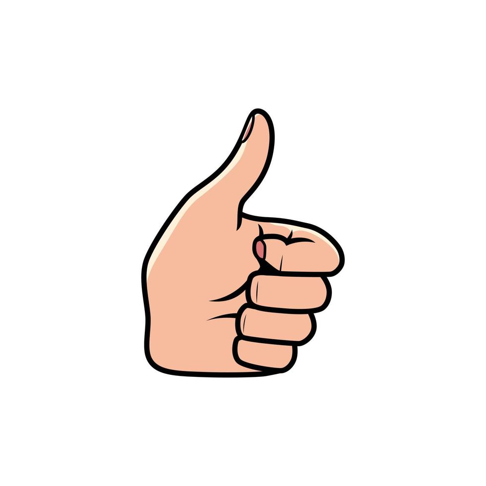 Illustration of Thumb Up Hand Sign Isolated on a white background. Icon Design Vector Illustration.