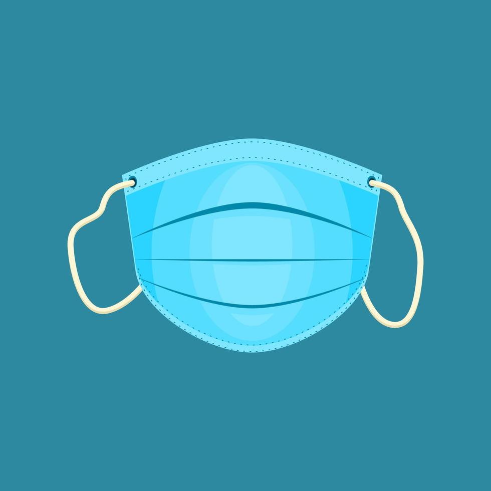 Editable Isolated Front View Shaped Medical Mask Vector Illustration for Artwork Element of Healthcare and Medical Related Design