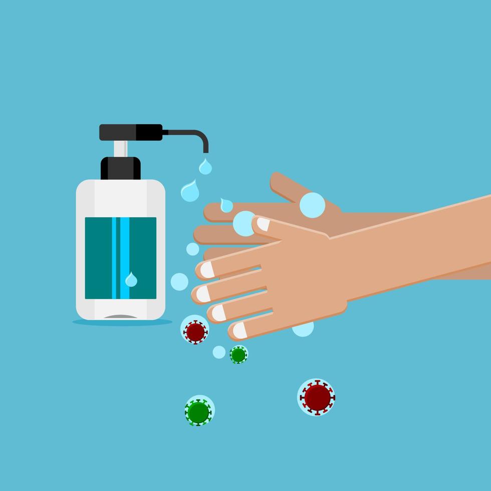 Editable Vector Illustration of Sanitizing Hands for Artwork Element of Healthcare and Medical Related Design