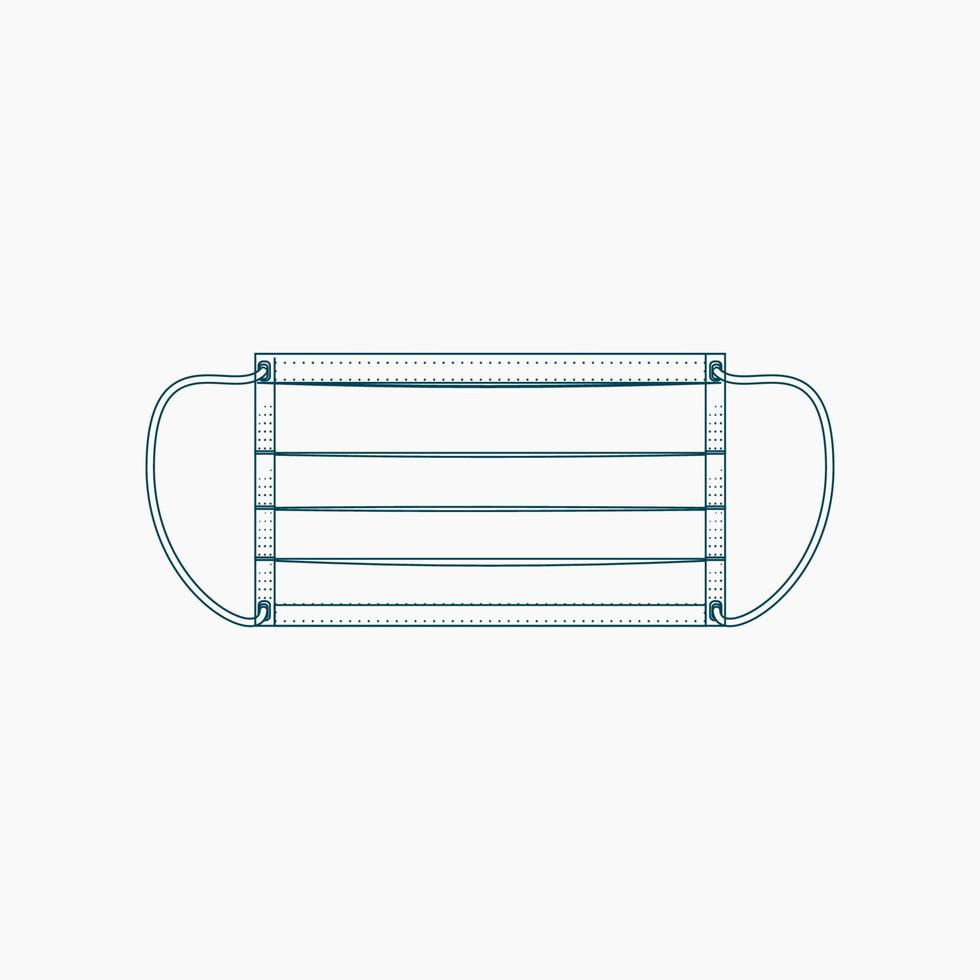 Editable Isolated Rectangle Medical Mask Vector Illustration in Outline Style for Artwork Element of Healthcare and Medical Related Design