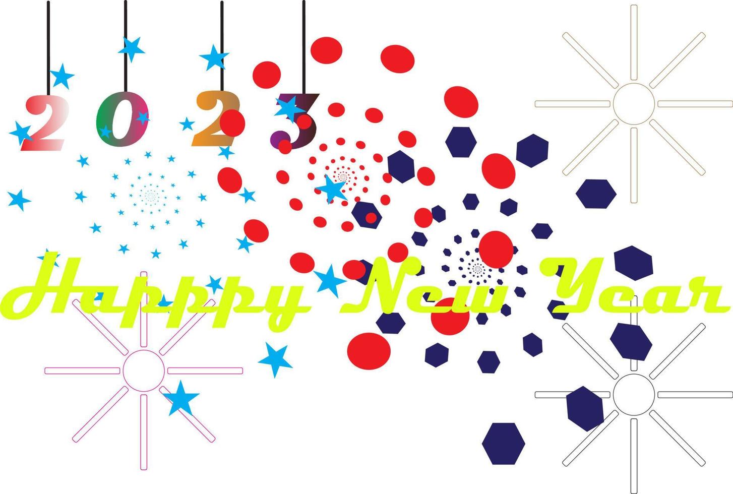 New year 2023 background with colorful knick-knacks. vector