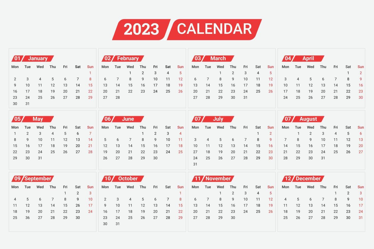 plantilla de calendario limpio de año nuevo 2023 vector