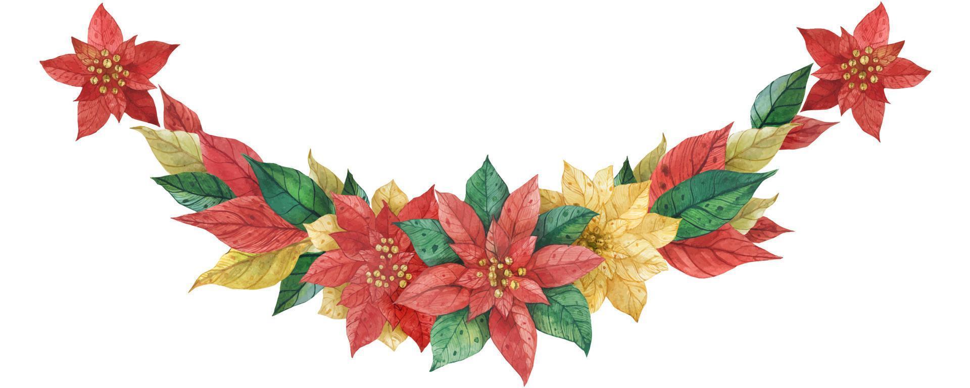 Christmas Poinsettia Garland vector