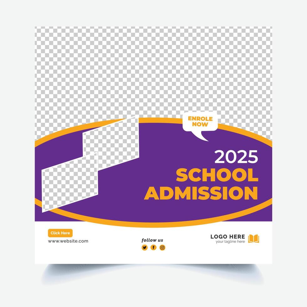 School Admission Social Media Post Design vector