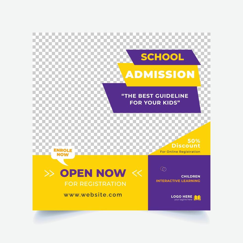 School Admission Social Media Post Template Design vector