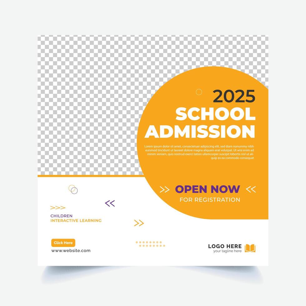 School Admission Social Media Post Design vector