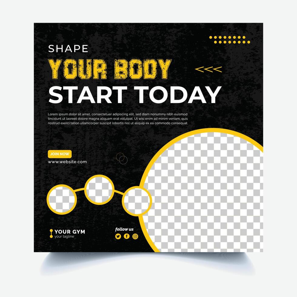 Gym Fitness Instagram Post and Stories vector