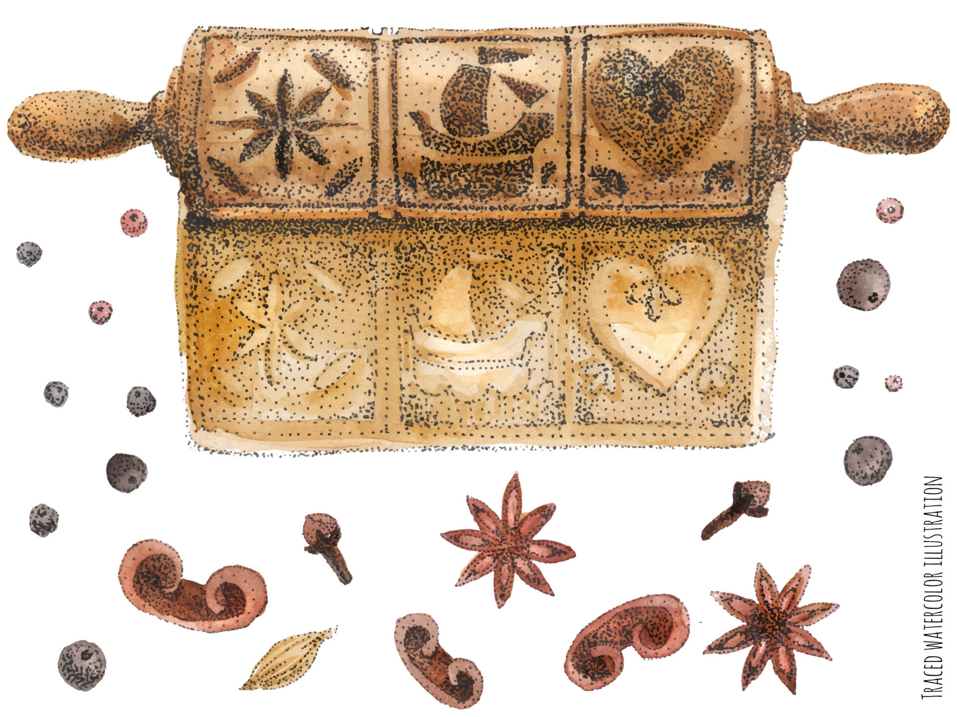 Gingerbread rolling pin 12763482 Vector Art at Vecteezy