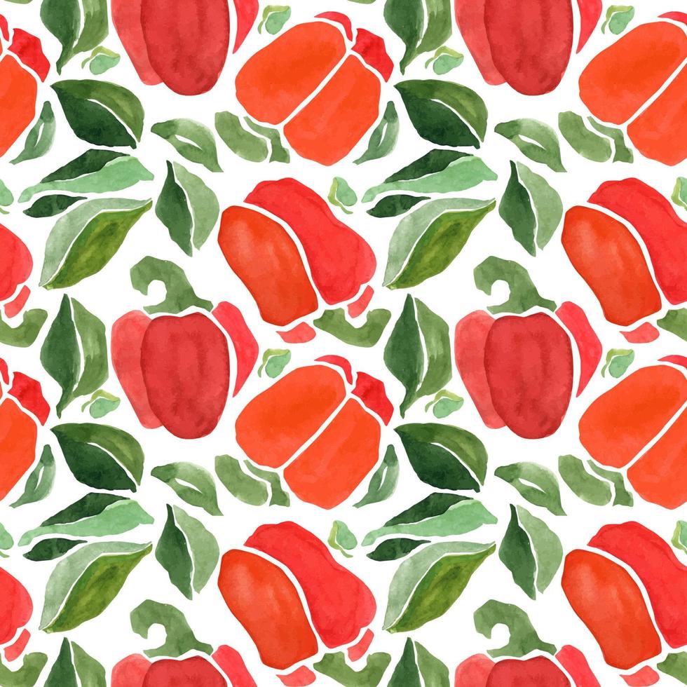 Bell Pepper seamless pattern by traced watercolor vector