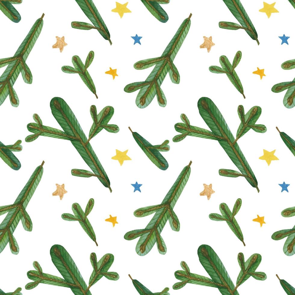 Christmas green branches seamless pattern vector