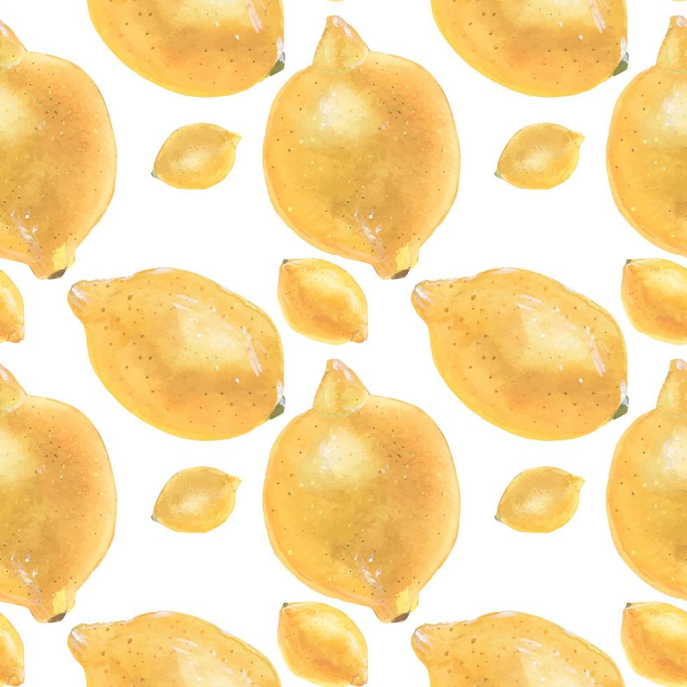 Yellow Lemon Fruit seamless pattern by traced watercolor vector