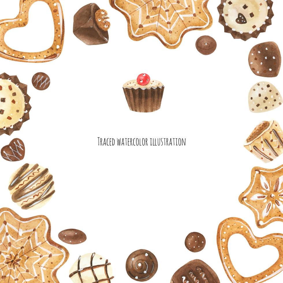 Cookies and chocolate frame vector