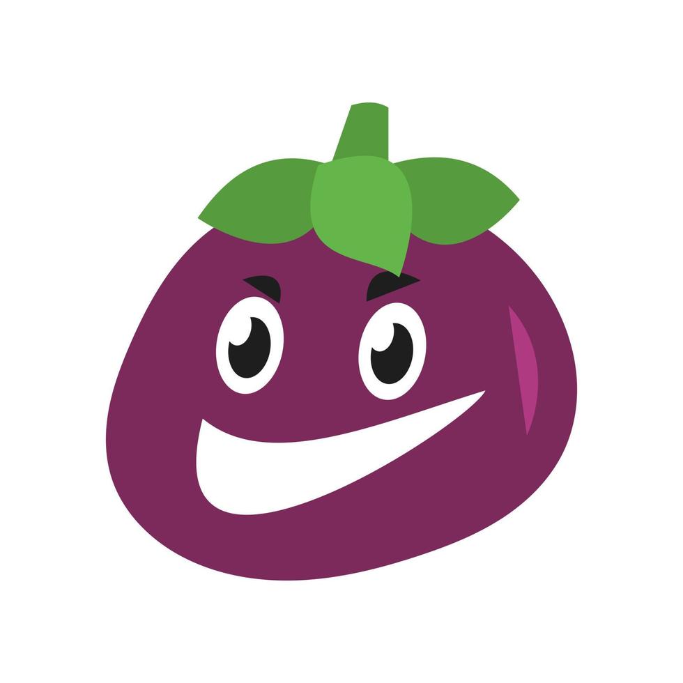 mangosteen fruit cute character. isolated on a white background. suitable for mascot, children's book, icon, t-shirt design etc. fruit, food, vegan, health concept. flat vector design illustration
