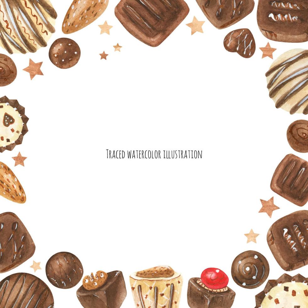 Chocolate candies frame vector