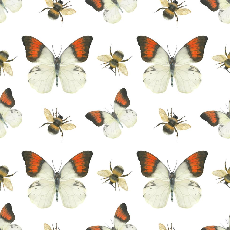 Meadow butterfly seamless pattern vector