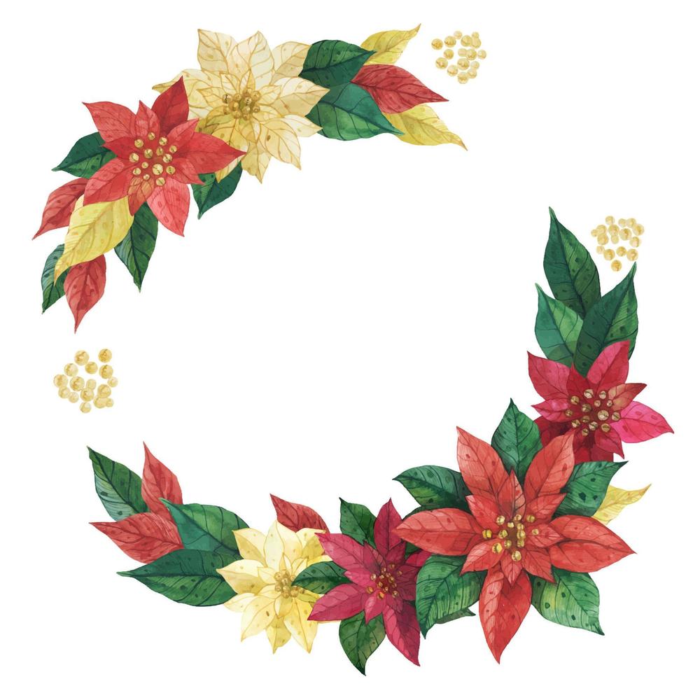 Christmas Star Poinsettia Wreath vector