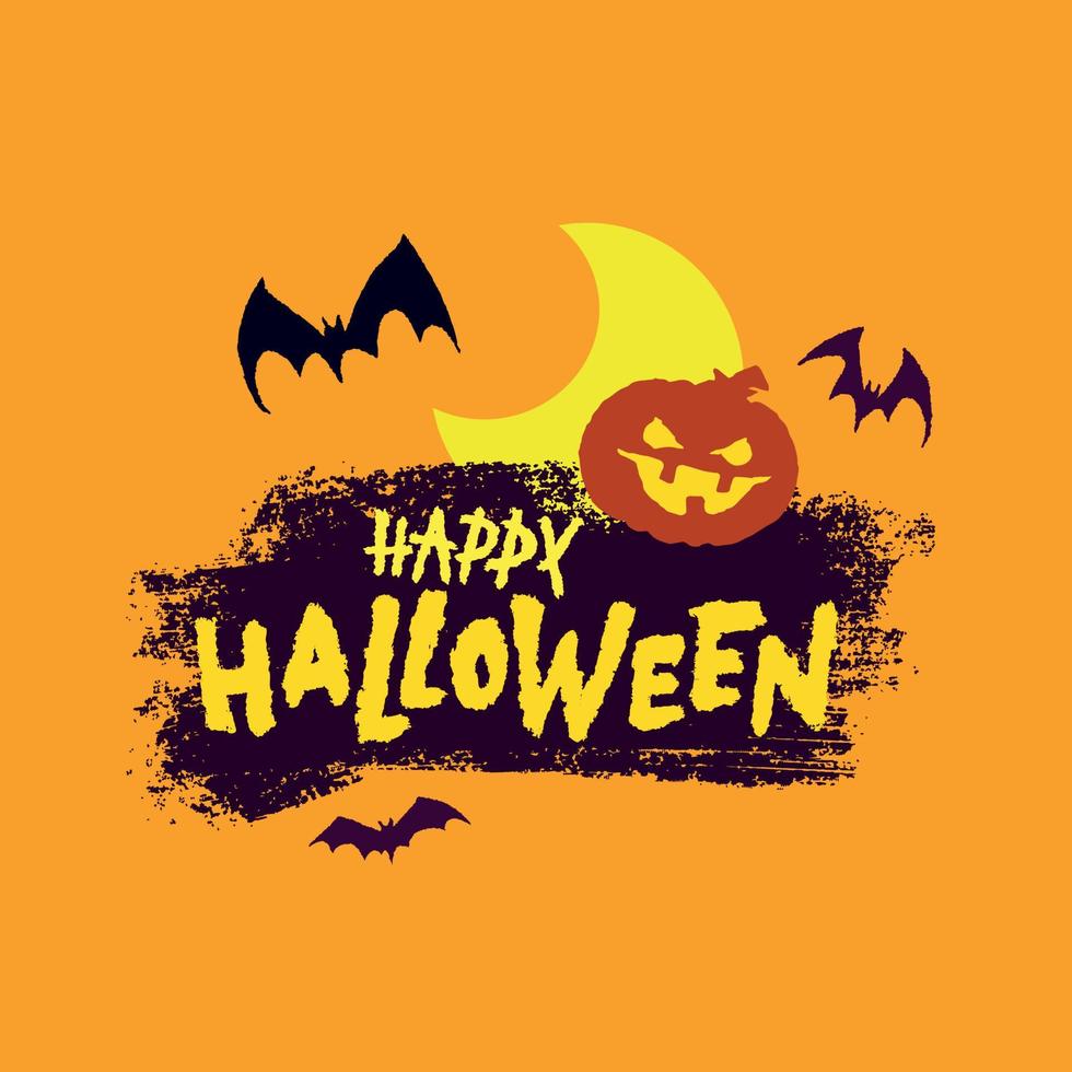 Happy Halloween party vector lettering. Handwritten Halloween holiday lettering for banner, poster, greeting card, party invitation. Vector illustration with Hand drawn decorative design element.