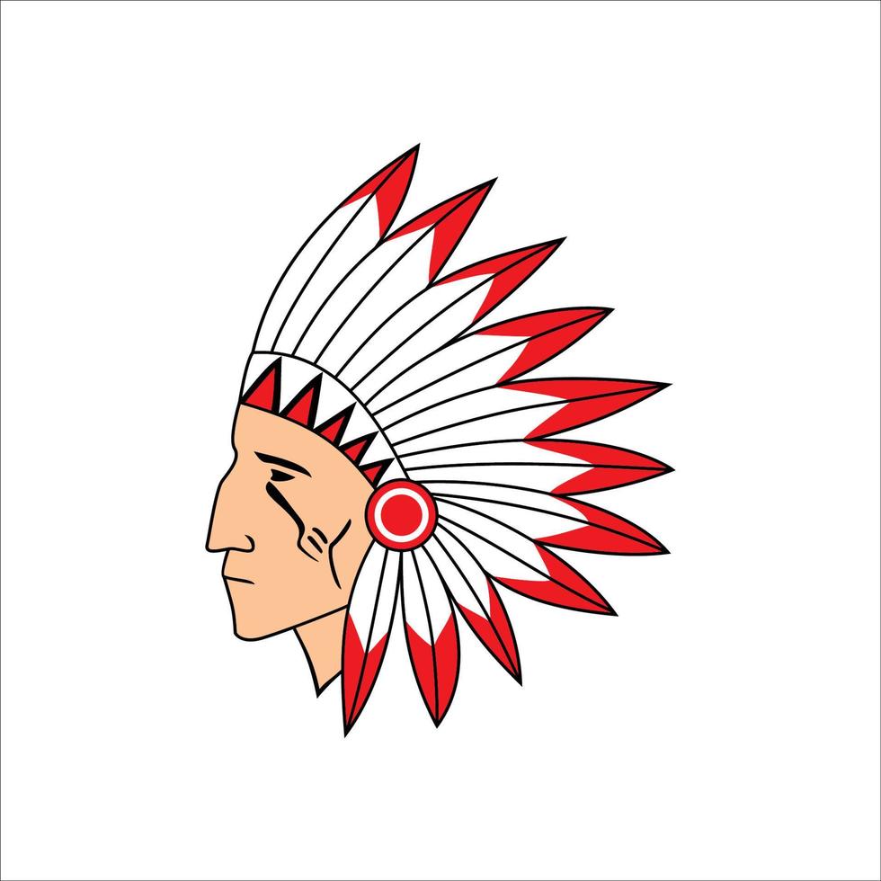 ilustración de vector de cabeza de indio americano. logo del equipo deportivo mascota.